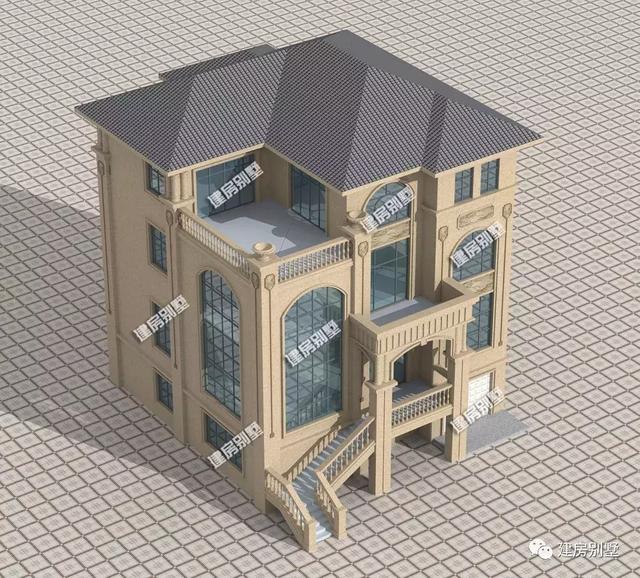 帶架空層四層豪華別墅設計圖，室內(nèi)外都很大氣