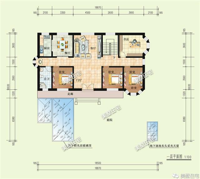 經濟實用的農村一層小別墅設計圖，磚混結構，主體造價18萬左右。
