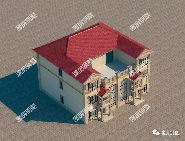 客廳挑空設計的農村雙拼別墅設計圖，看著就非常的氣派。