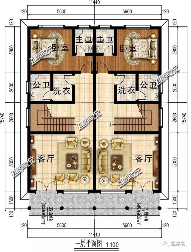 經濟又實用的兄弟雙拼別墅設計圖，家有兩兄弟的這樣建經濟又劃算。