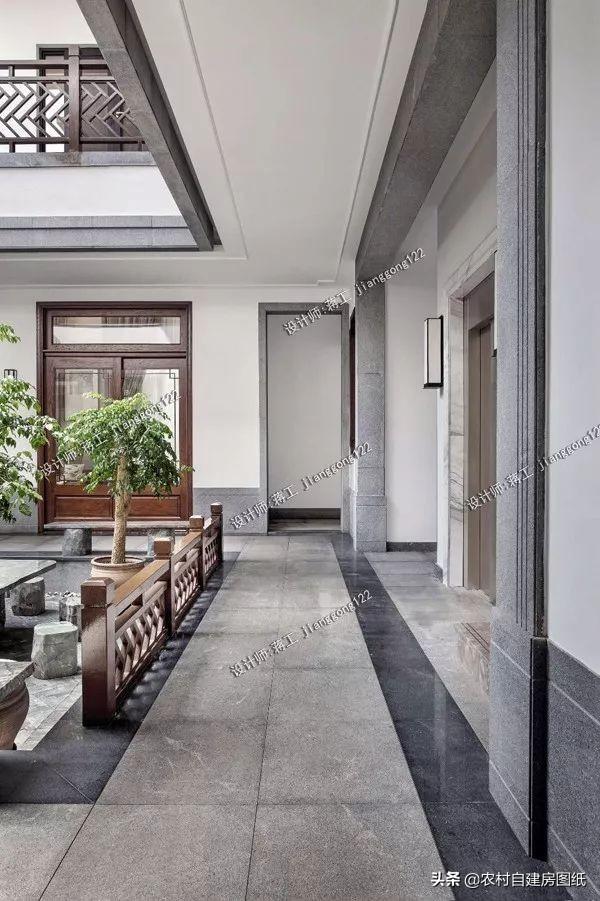 新中式三合院別墅設計圖，整個外觀都非常的有質感