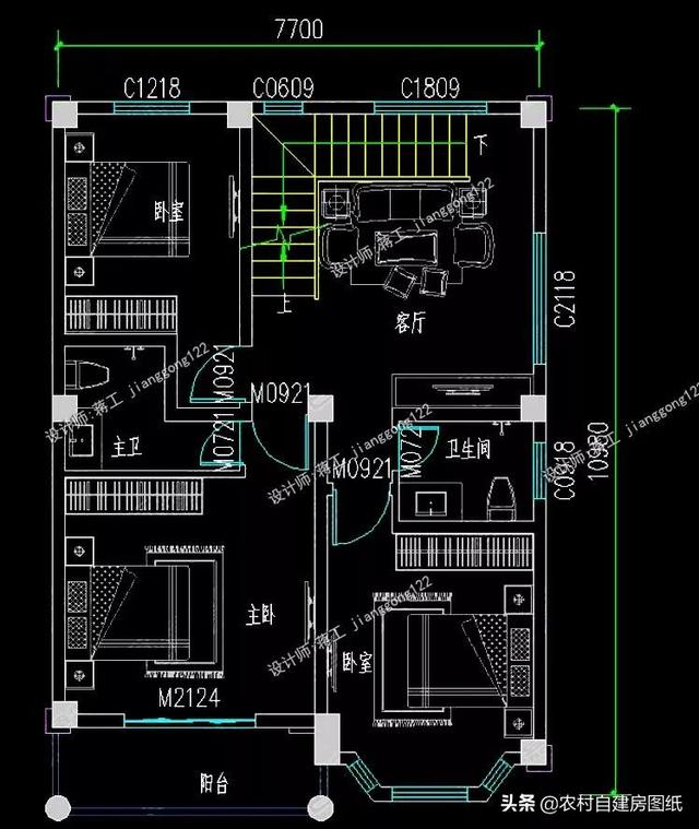 12款三層農村別墅設計圖，主題造價20萬，占地100平方米左右
