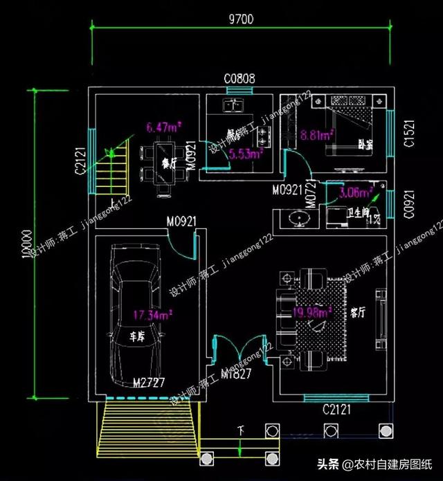 12款三層農村別墅設計圖，主題造價20萬，占地100平方米左右