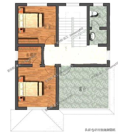 12款三層農村別墅設計圖，主題造價20萬，占地100平方米左右