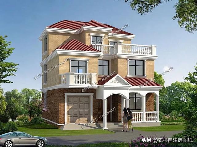 12款三層農村別墅設計圖，主題造價20萬，占地100平方米左右