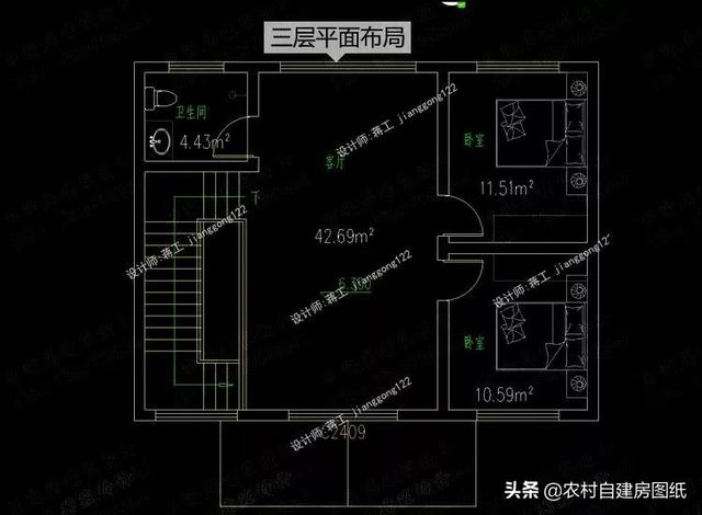 12款三層農村別墅設計圖，主題造價20萬，占地100平方米左右