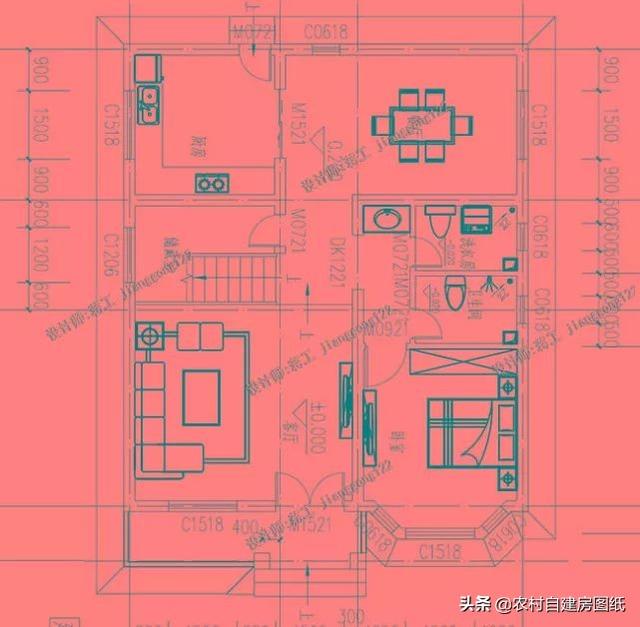12款三層農村別墅設計圖，主題造價20萬，占地100平方米左右