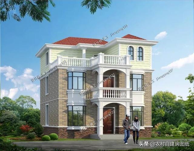 12款三層農村別墅設計圖，主題造價20萬，占地100平方米左右