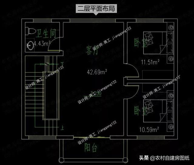 12款三層農村別墅設計圖，主題造價20萬，占地100平方米左右