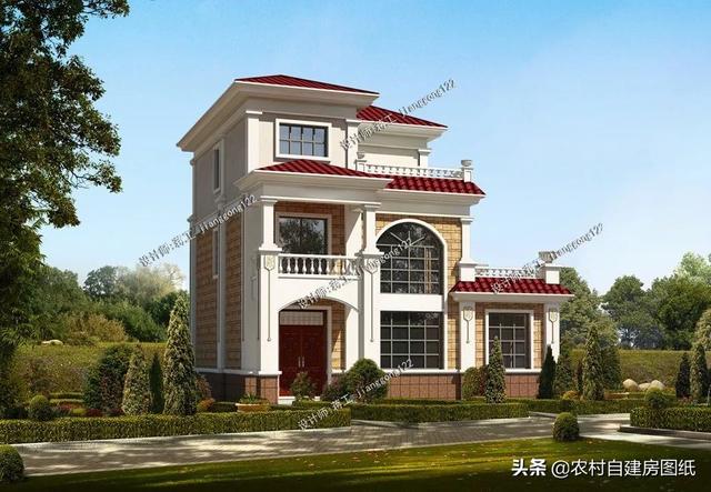 12款三層農村別墅設計圖，主題造價20萬，占地100平方米左右