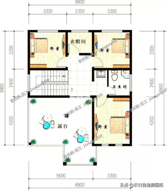 12款三層農村別墅設計圖，主題造價20萬，占地100平方米左右