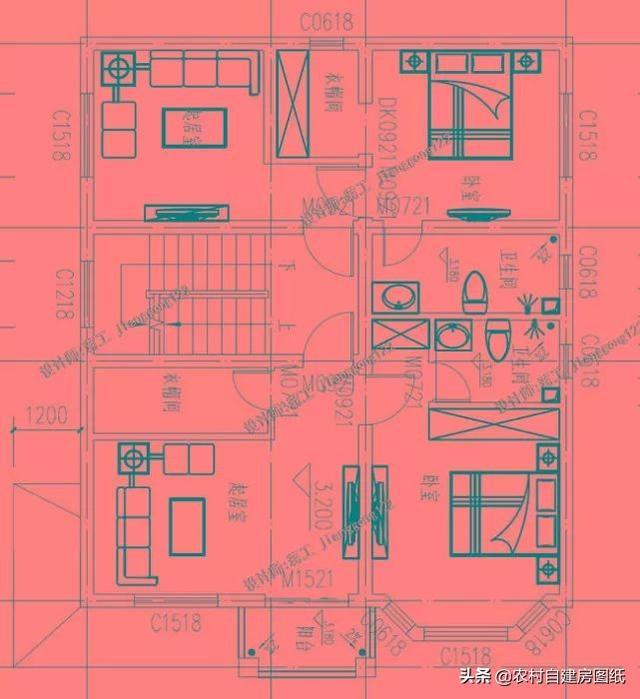 12款三層農村別墅設計圖，主題造價20萬，占地100平方米左右