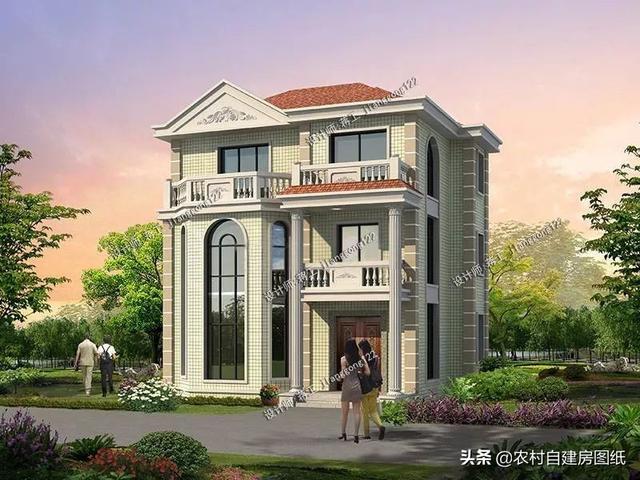 12款三層農村別墅設計圖，主題造價20萬，占地100平方米左右