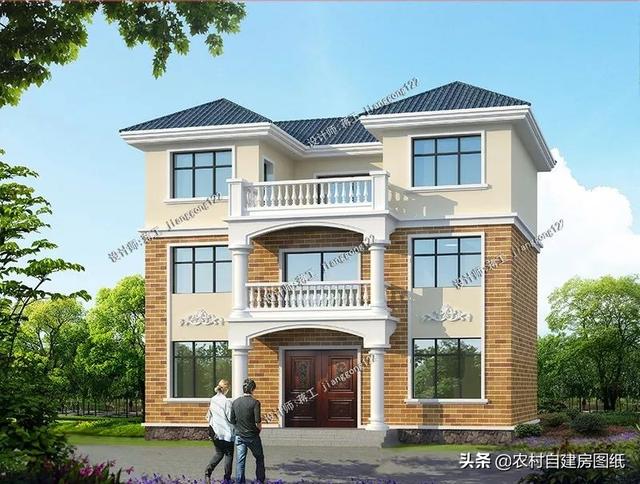 12款三層農村別墅設計圖，主題造價20萬，占地100平方米左右