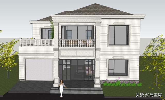 二層簡歐風格別墅設計圖，4室2廳1廚2衛(wèi)1車庫1儲物1棋牌2露臺