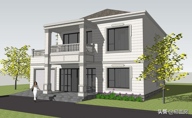 二層簡歐風格別墅設計圖，4室2廳1廚2衛(wèi)1車庫1儲物1棋牌2露臺