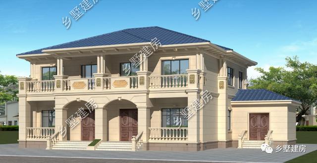 農(nóng)村兩層兄弟雙拼自建別墅設(shè)計(jì)圖，帶旋轉(zhuǎn)樓梯，看起來氣派豪華