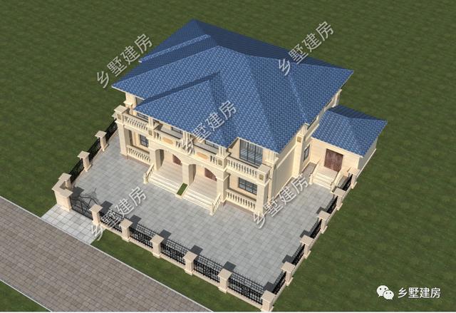 農(nóng)村兩層兄弟雙拼自建別墅設(shè)計(jì)圖，帶旋轉(zhuǎn)樓梯，看起來氣派豪華