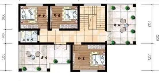 農村三層實用耐看帶車庫自建別墅設計圖，室內采光通風，戶型美觀實用