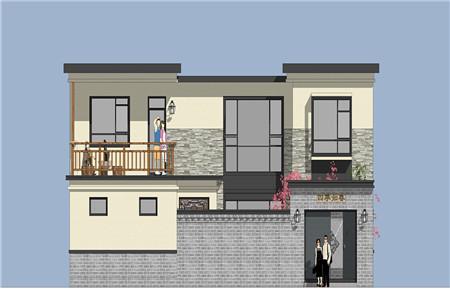 二層農村自建房設計圖，房子的整體采用的是中西結合的設計風格