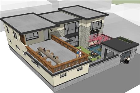 二層農村自建房設計圖，房子的整體采用的是中西結合的設計風格