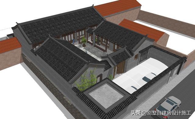 農(nóng)村四合院設(shè)計(jì)圖紙，主院功能十分齊全，可滿足業(yè)主的不同需求