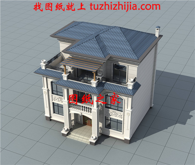 歐式新農村自建三層建筑施工設計圖紙及效果圖大全