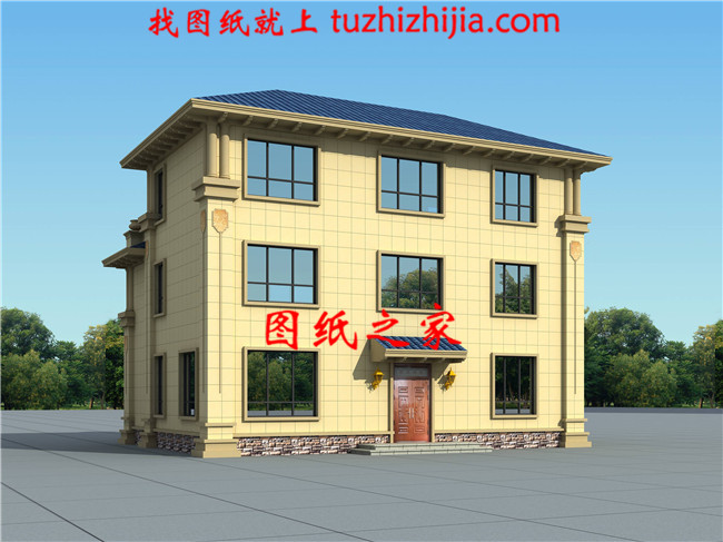 125平方米三層新農村房屋建筑施工設計圖帶外觀圖