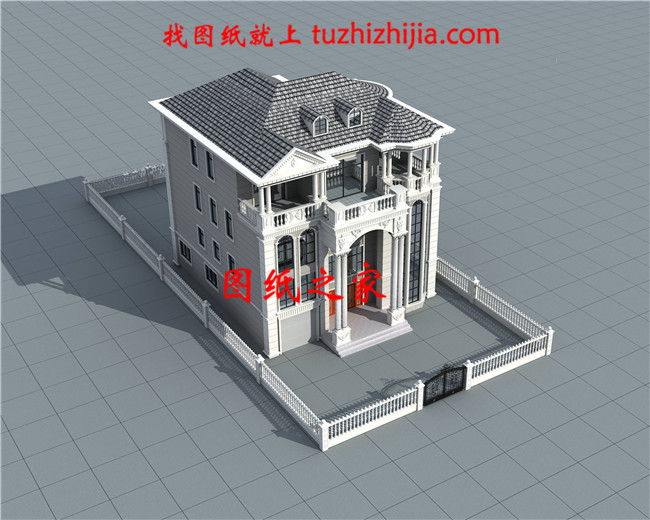 四層豪華歐式別墅設(shè)計(jì)圖紙，帶效果圖和全套施工圖