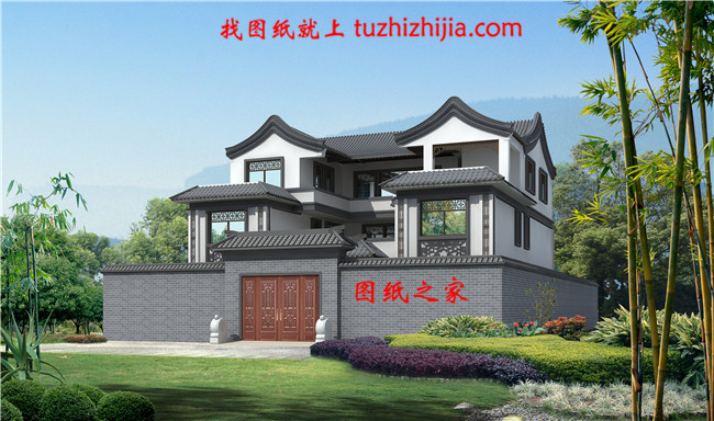 15X16米中式農村三層別墅設計圖,新式四合院設計