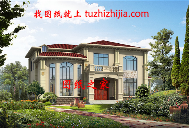 歐式二層別墅cad施工圖紙，含效果圖