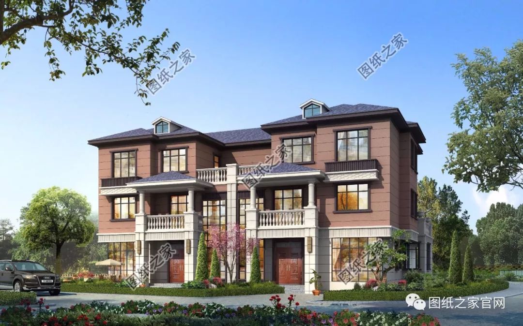 兄弟雙拼別墅二層、三層戶型方案大全（帶外觀圖片），想建雙拼的必看