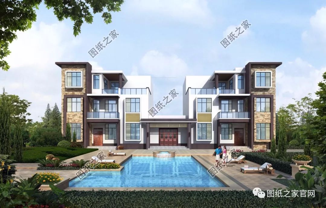 兄弟雙拼別墅二層、三層戶型方案大全（帶外觀圖片），想建雙拼的必看
