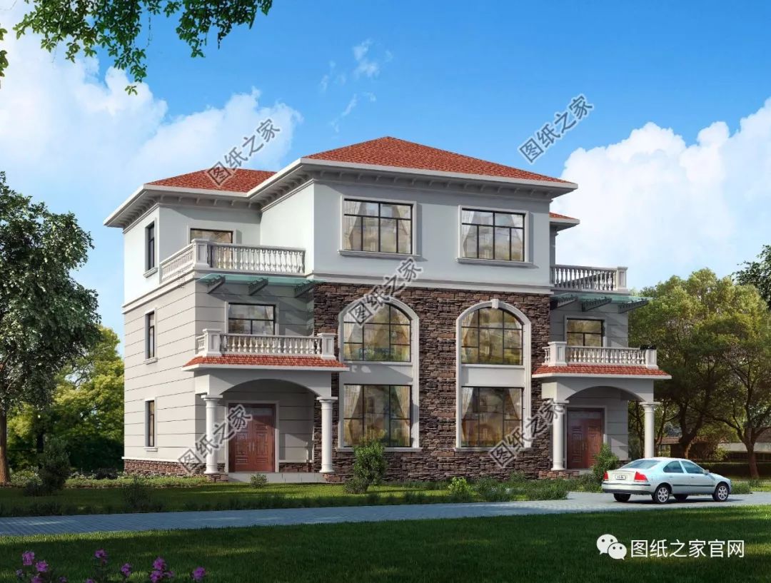 兄弟雙拼別墅二層、三層戶型方案大全（帶外觀圖片），想建雙拼的必看