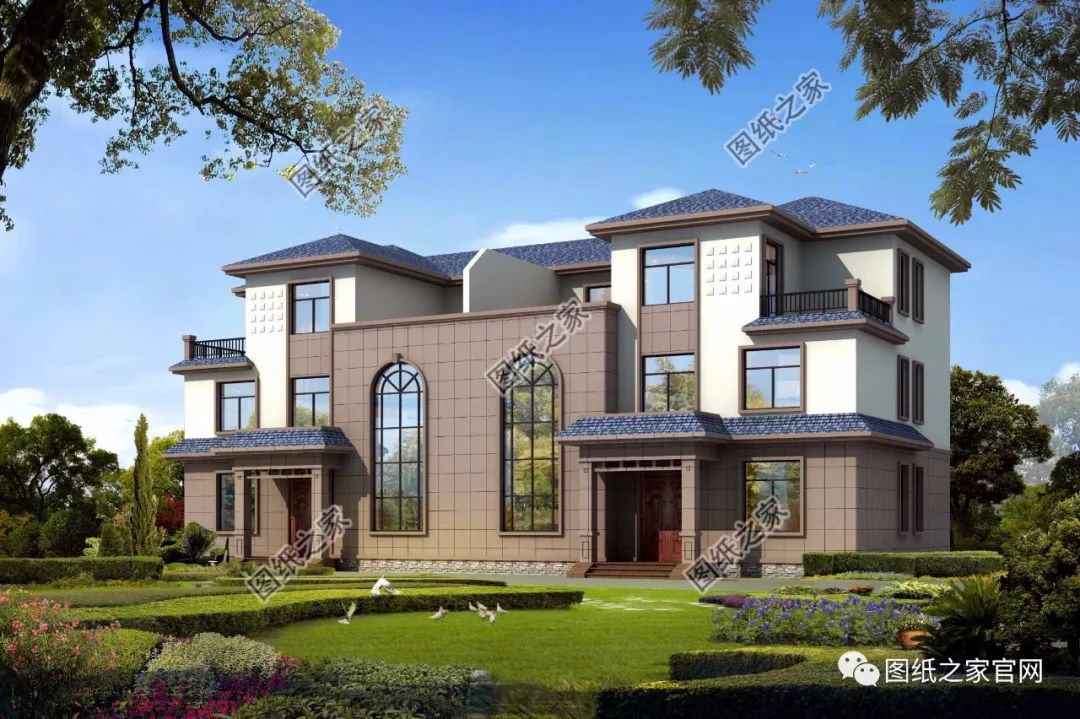 兄弟雙拼別墅二層、三層戶型方案大全（帶外觀圖片），想建雙拼的必看