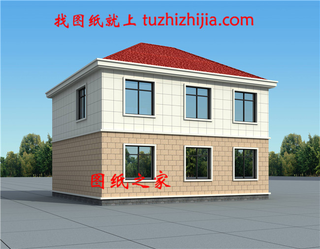 110平方米新農村實用現代的二層建筑設計圖紙帶外觀圖11X10