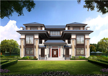 新農(nóng)村中式三層四合院別墅設(shè)計(jì)戶型圖，農(nóng)村自建四合院效果圖