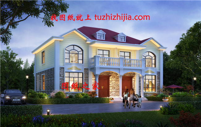 鄉(xiāng)村二層小面積雙拼房屋住宅設計圖,造價低,面積小