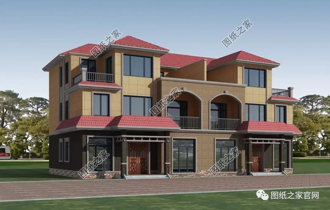 湖南兄弟自建雙拼別墅實拍圖，完工圖大氣、好看，附戶型設計【建房實拍】