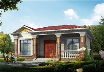 經(jīng)濟(jì)型實(shí)用歐式一層小樓房別墅平房設(shè)計(jì)圖，11X10米