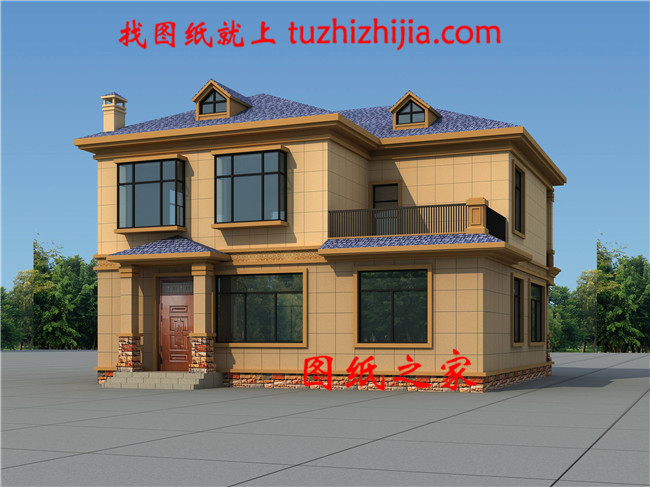 鄉村二層別墅設計圖紙（效果圖+全套施工方案）