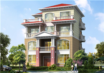 新農村140平米樓房圖四層獨棟別墅設計圖，簡歐外觀風格設計