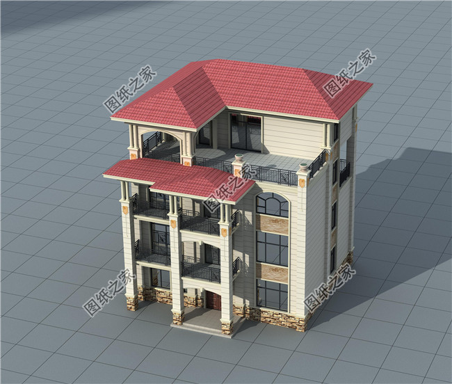 新款私人定制四層歐式獨棟住宅別墅設計圖紙,含外觀效果圖