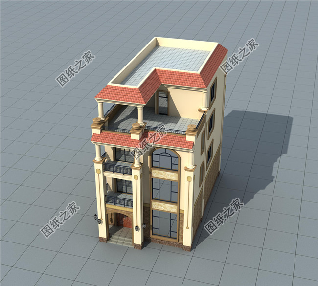 新農村四層房屋設計圖,帶屋頂花園(露臺)