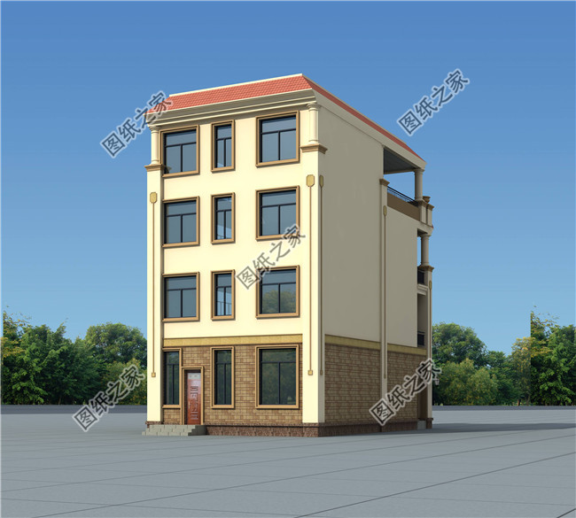 新農村四層房屋設計圖,帶屋頂花園(露臺)