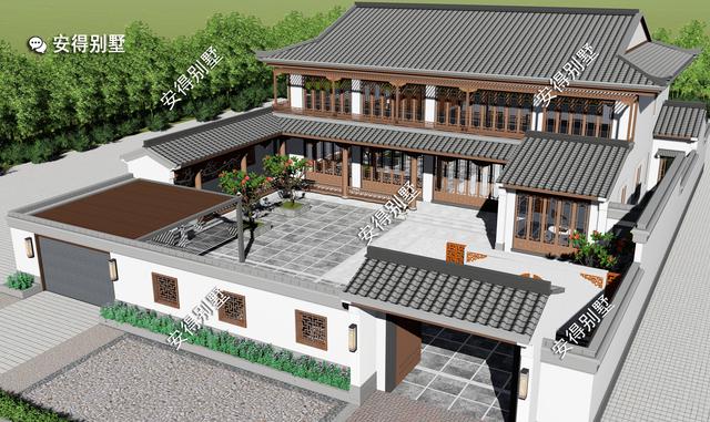 8棟真正的中式四合院別墅效果圖片，款款美如畫