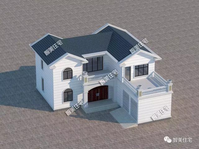 幾棟中式風(fēng)格別墅效果圖片，平頂、帶院子的都有，含方案圖