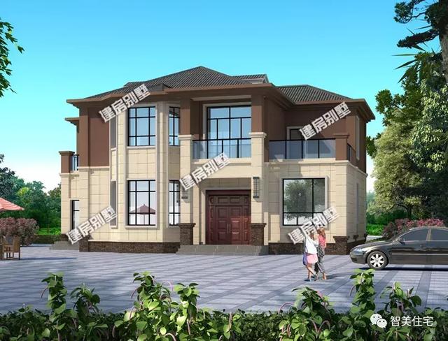 幾棟中式風(fēng)格別墅效果圖片，平頂、帶院子的都有，含方案圖