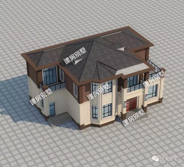 幾棟中式風(fēng)格別墅效果圖片，平頂、帶院子的都有，含方案圖
