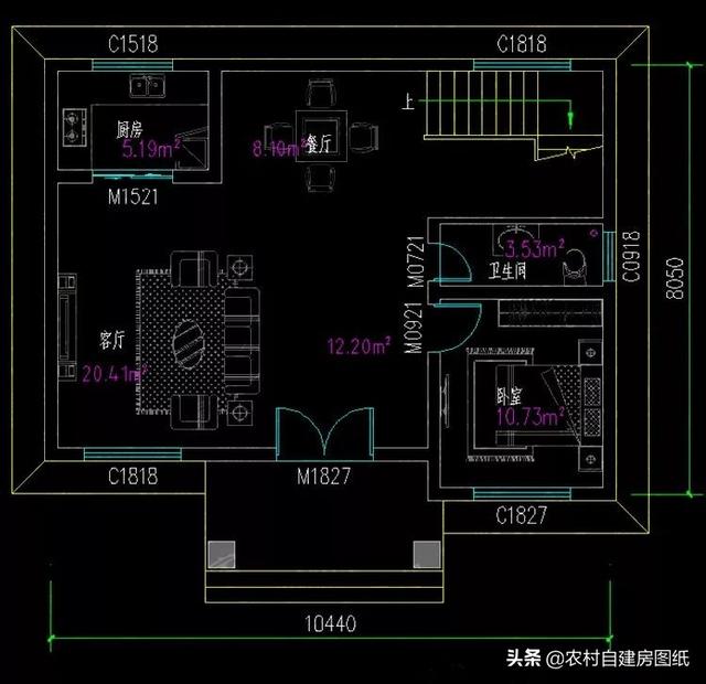 12×8米不足100平的3款別墅圖，二層、三層都有